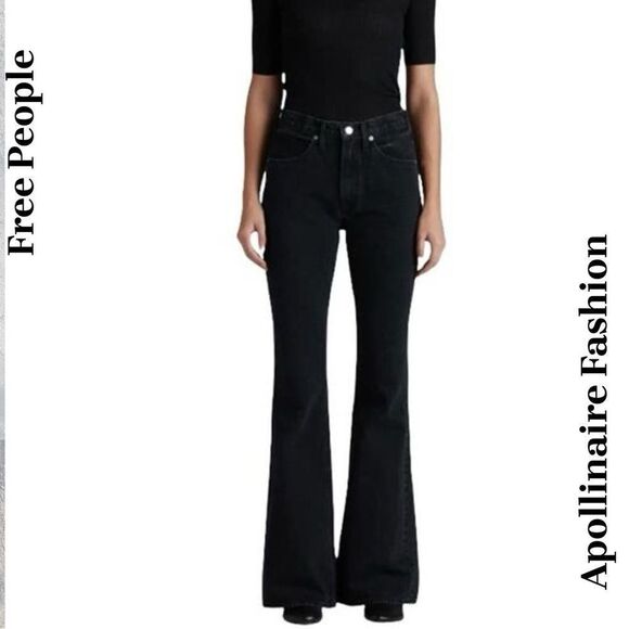 FREE PEOPLE BY EDWIN CHRISSY FLARE JEANS IN BLACK SIZE 30 NWT - Picture 1 of 7
